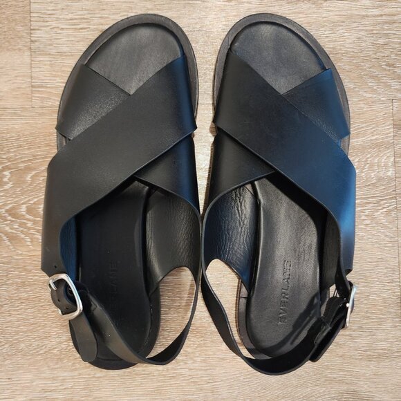 Like New! Everlane City Crossover Sandal Womens 8 Black No Box - Picture 3 of 5